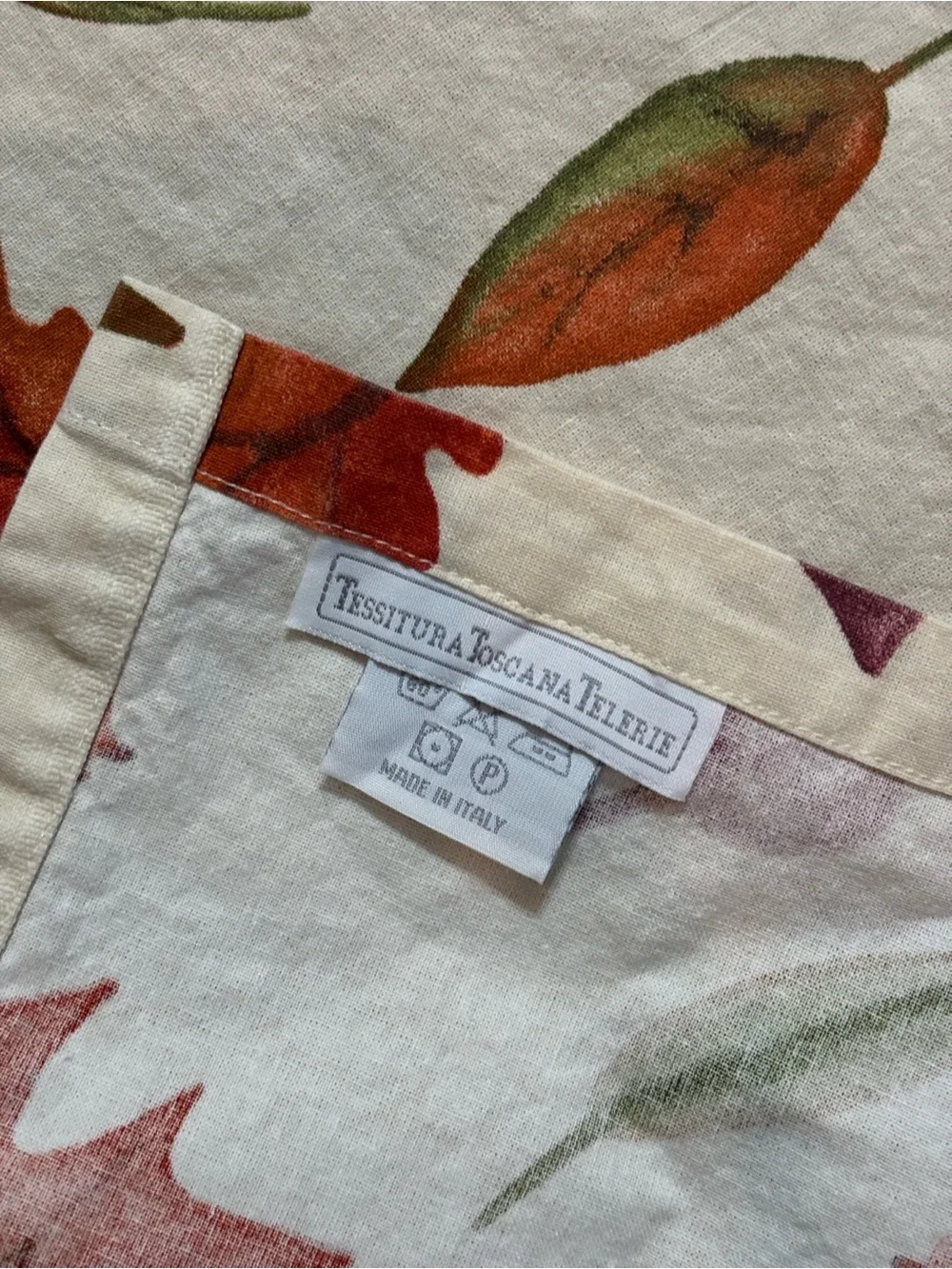 Tessitura Toscana Telerie Fall Tablecloth & 8 Cloth Napkins Leaves Thanksgiving